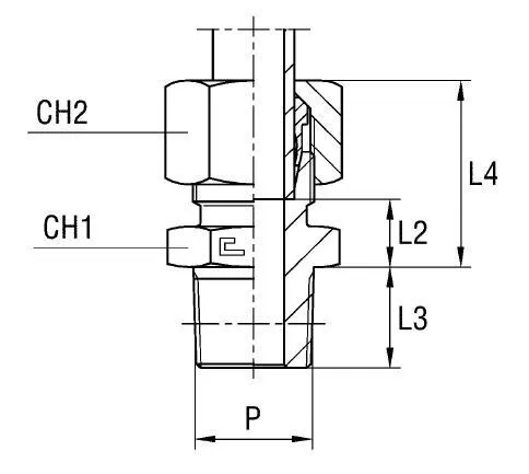 Ввертной фитинг DS16 NPT 3/8" тип C в сборе